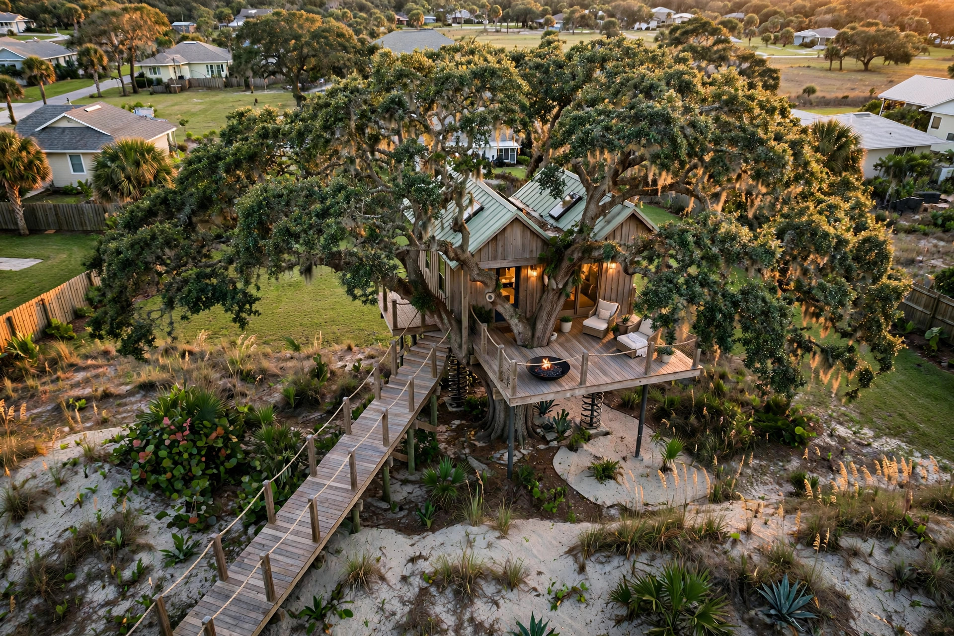 Boardwalk bird's eye aerial view