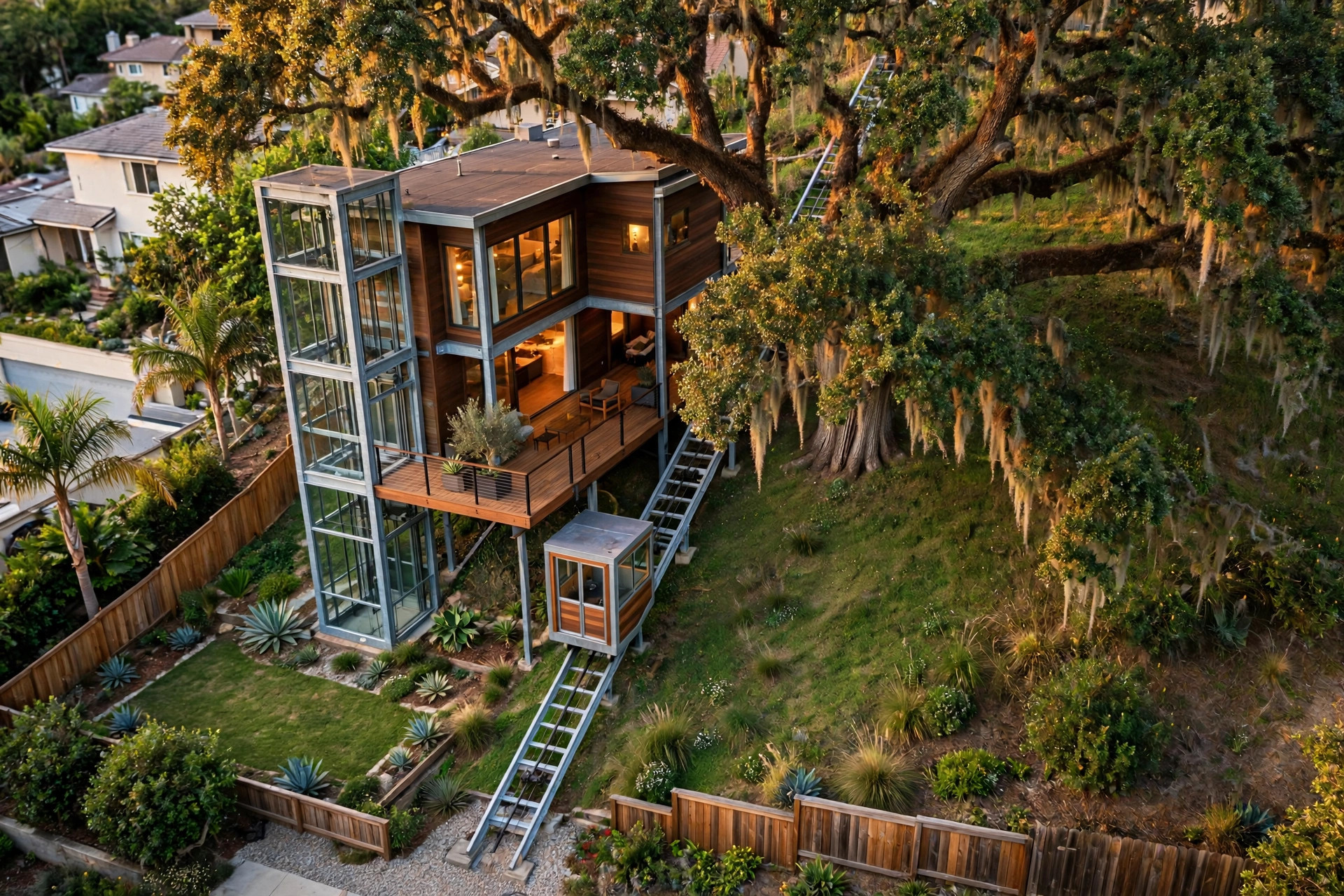 Funicular bird's eye aerial view