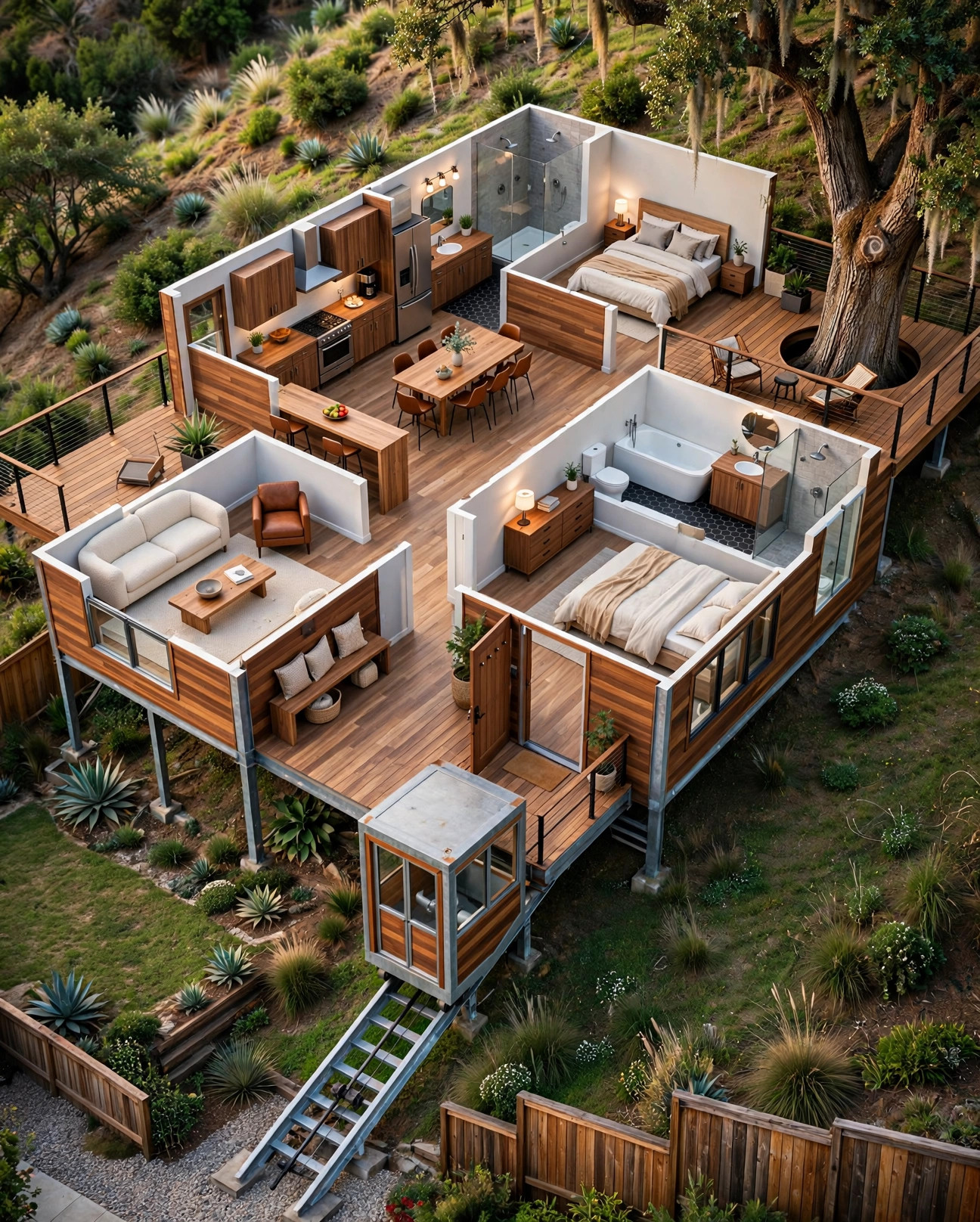 The Funicular 3D floor plan — Level 1