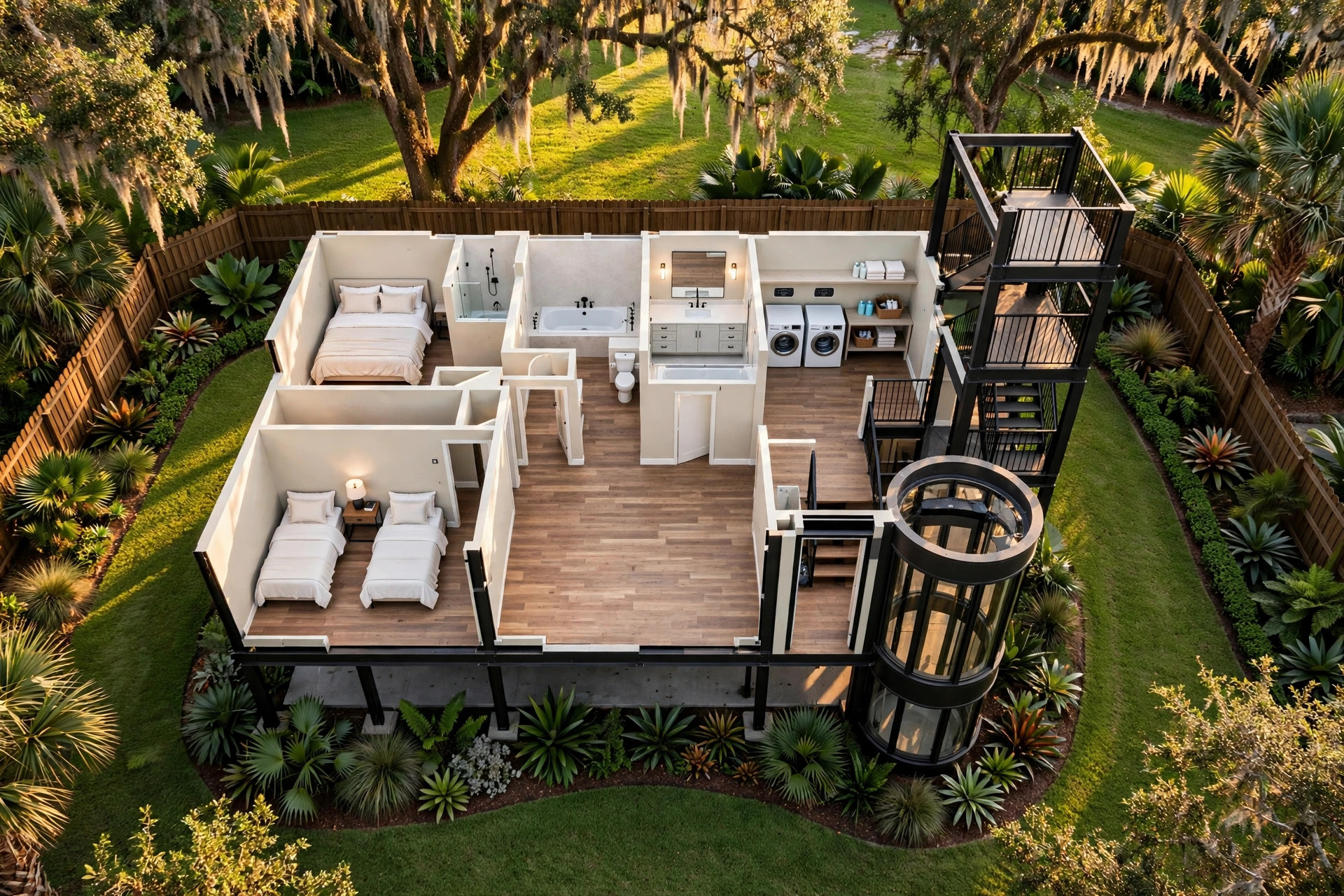 The Tower House 3D floor plan — Level 2