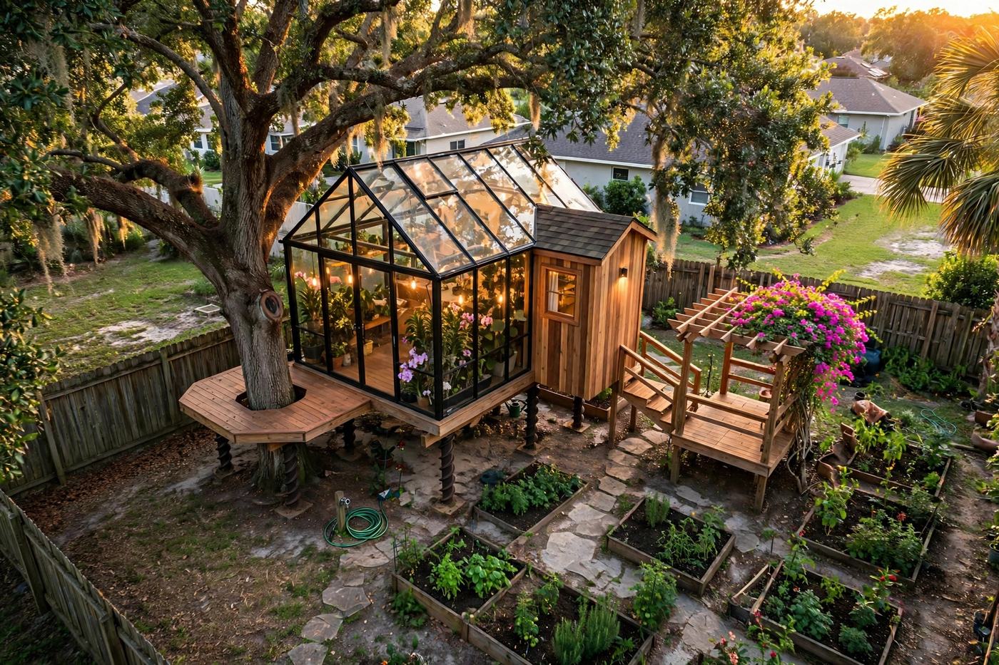 Botanist bird's eye aerial view