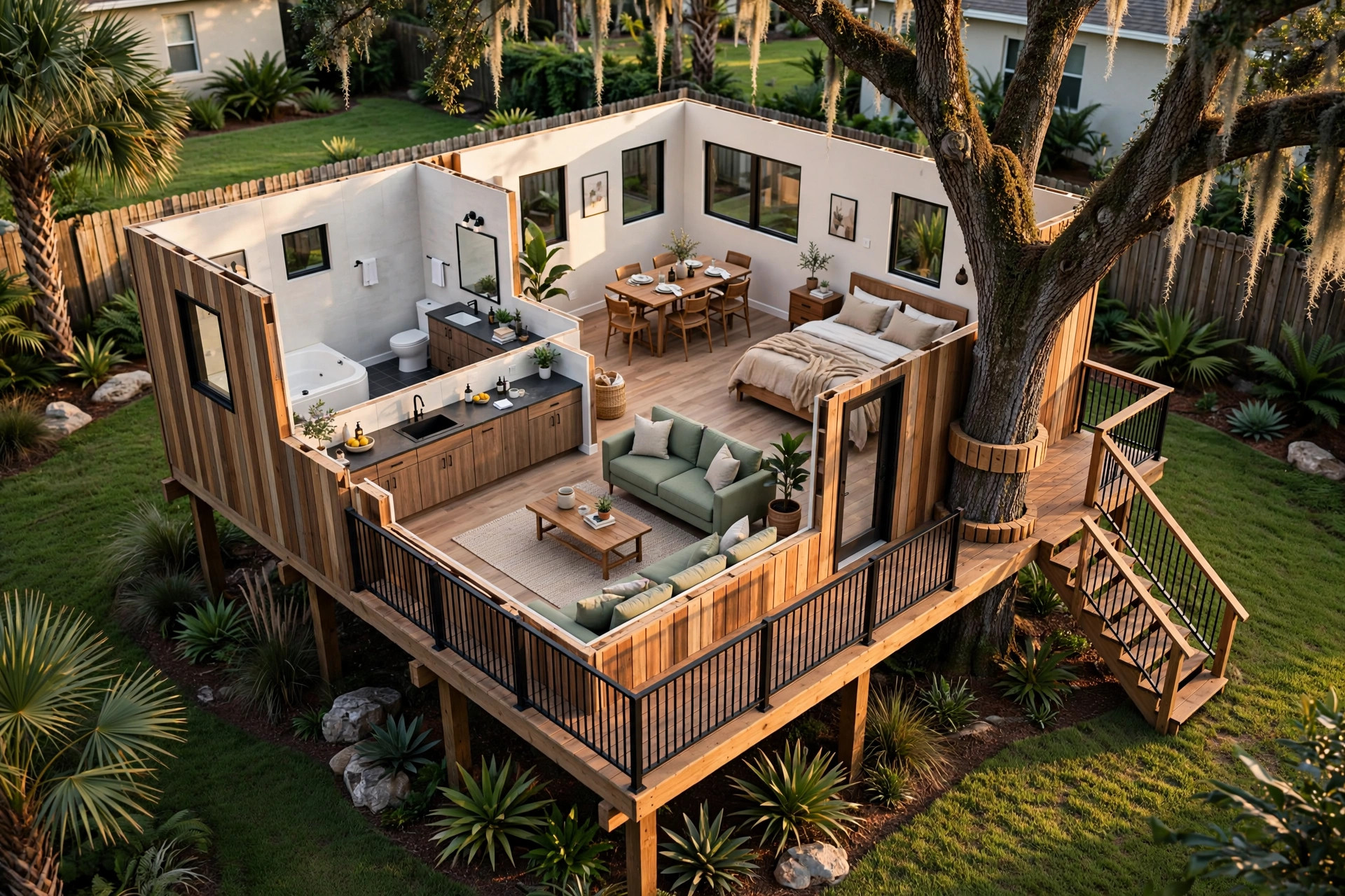 The Haven Perch 3D floor plan — Level 1