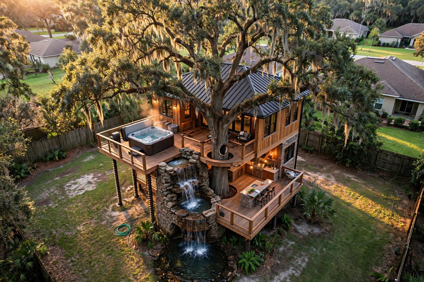 Cascade bird's eye aerial view