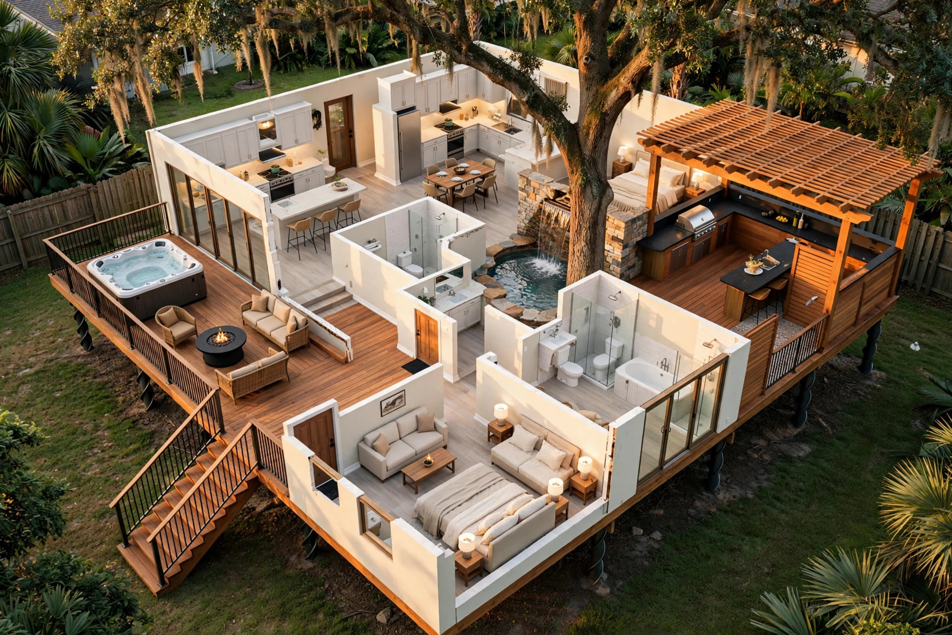 The Oasis 3D floor plan — Level 1