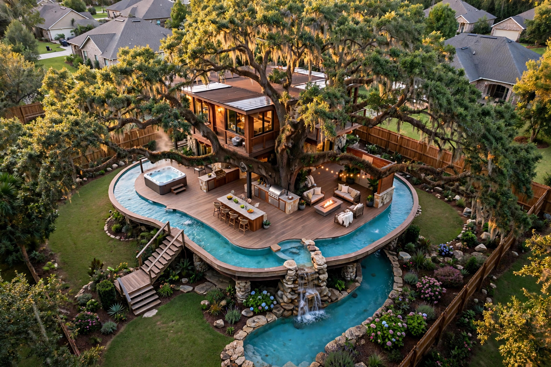 River Deck bird's eye aerial view