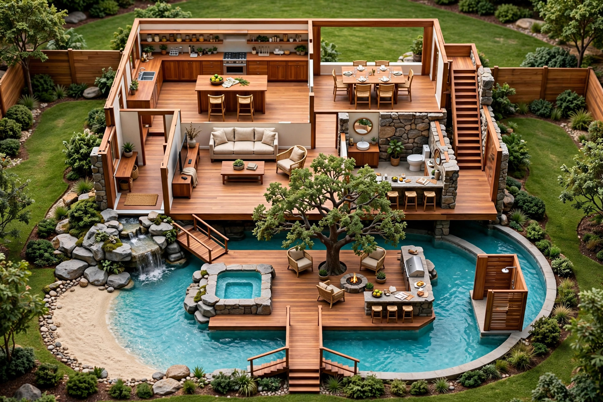 The River Deck 3D floor plan — Level 1