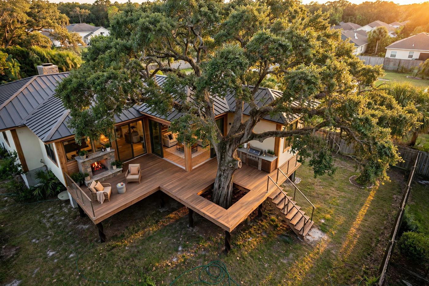Terrace bird's eye aerial view