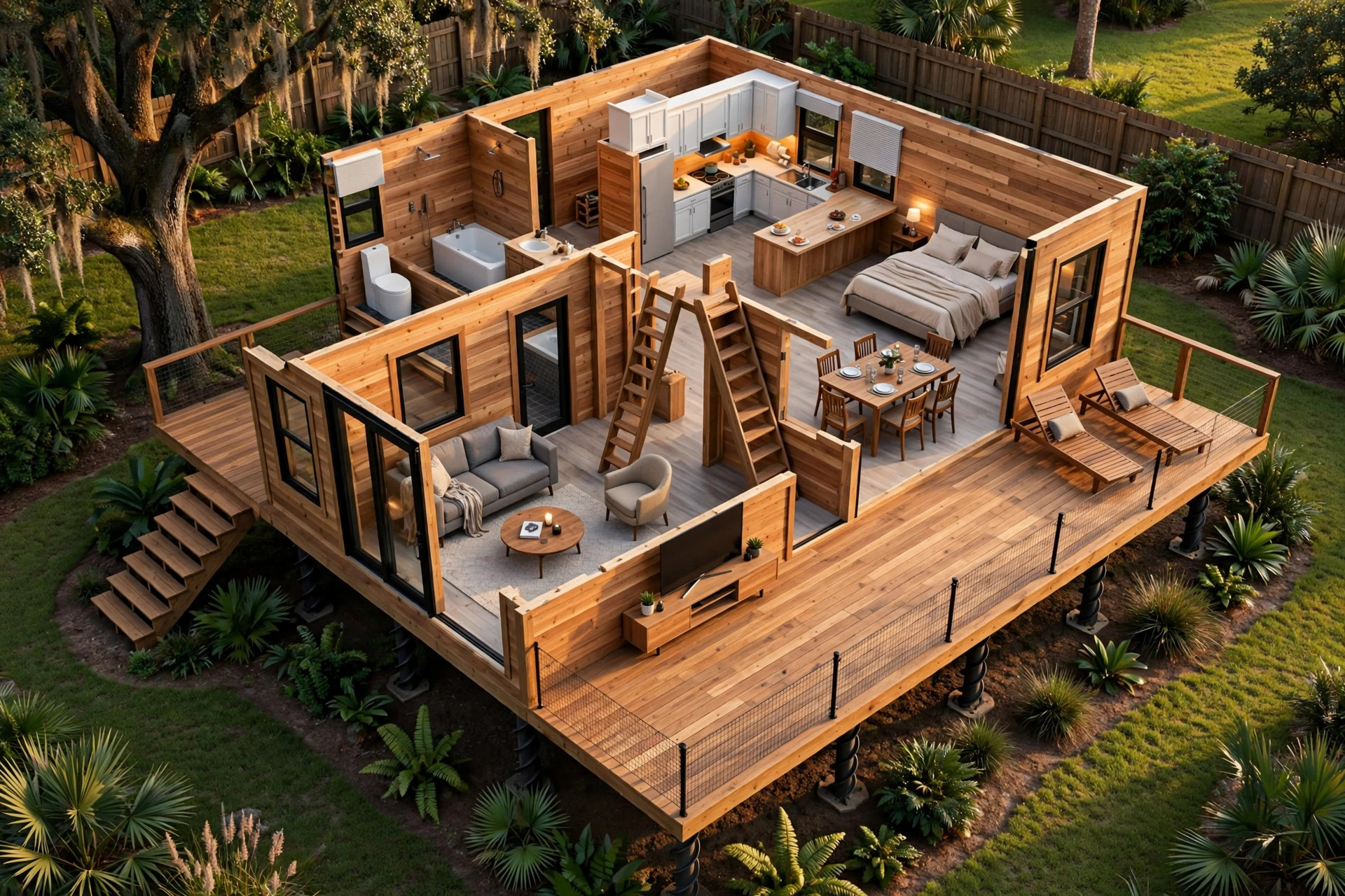 The Duo 3D floor plan — Level 1