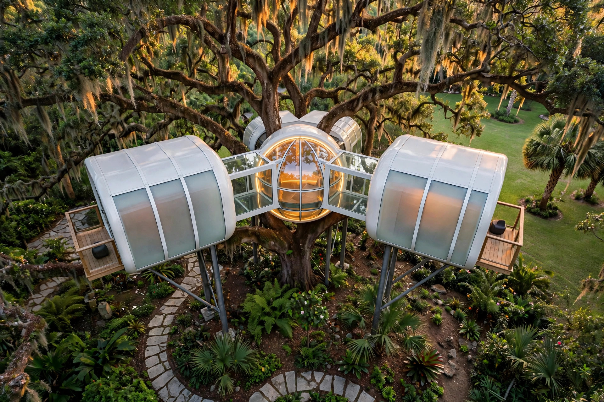Halo bird's eye aerial view