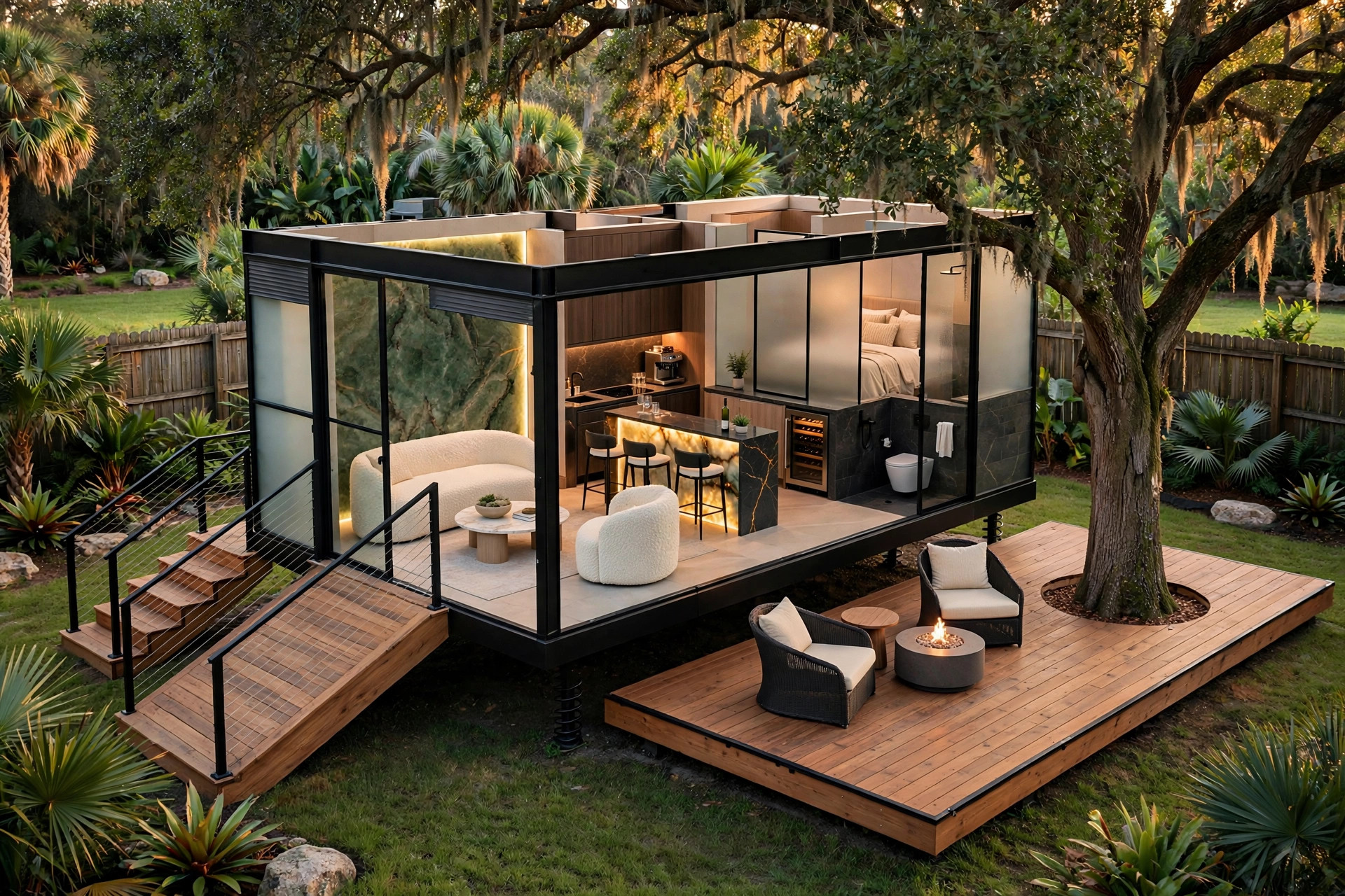 The Solo Pod 3D floor plan — Level 1