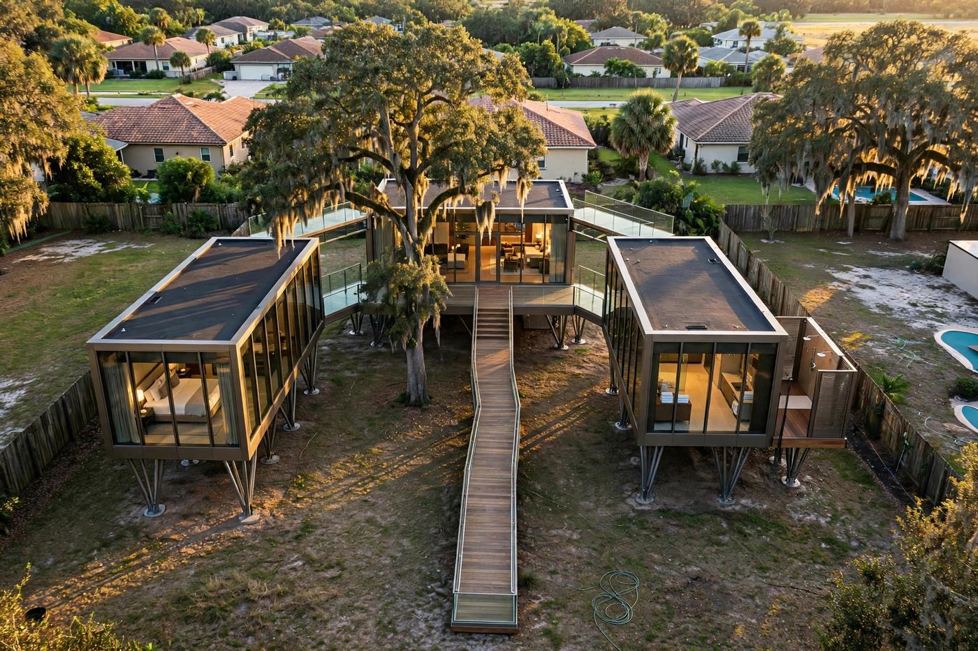 U bird's eye aerial view