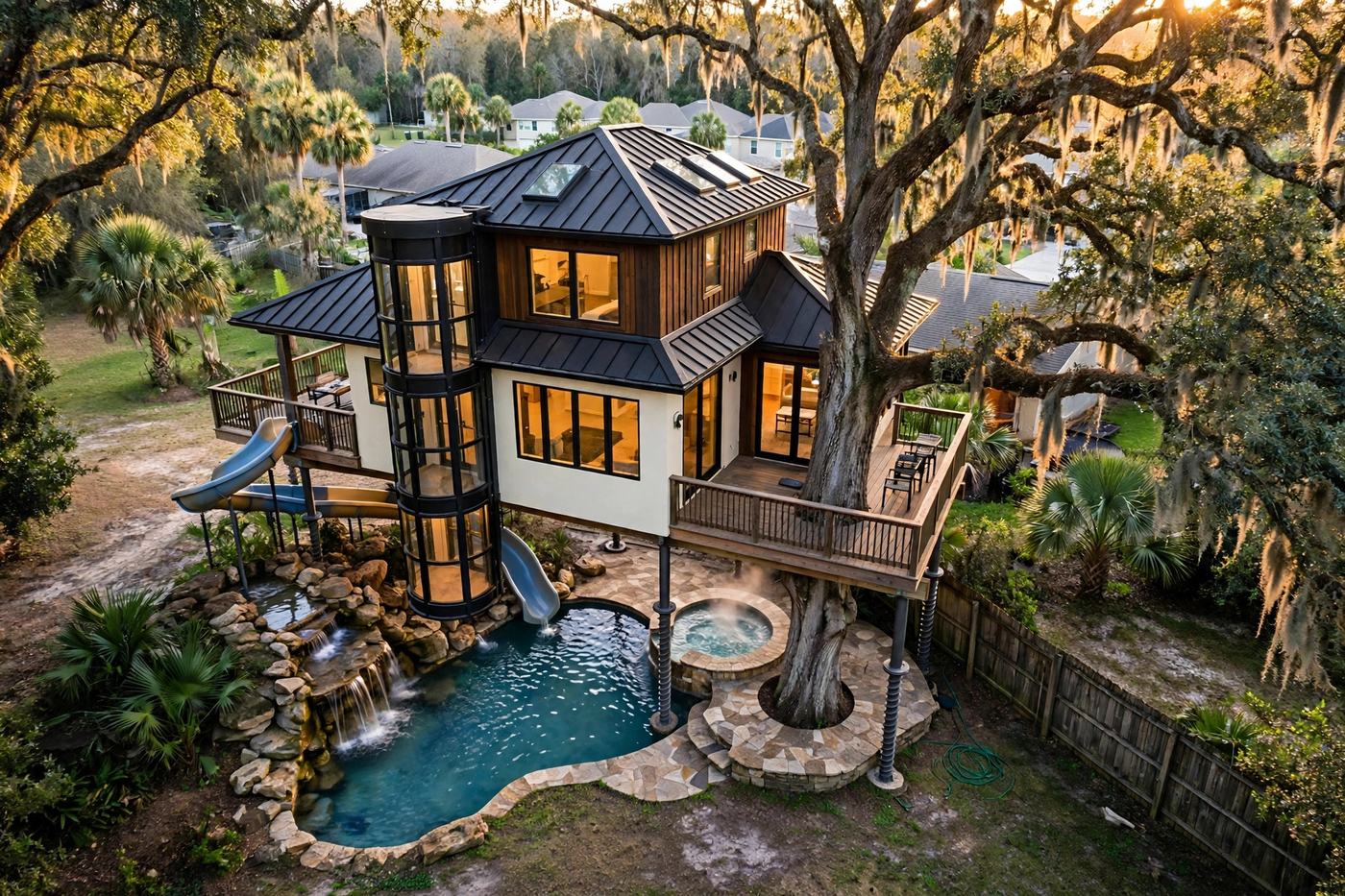 Falls Estate bird's eye aerial view