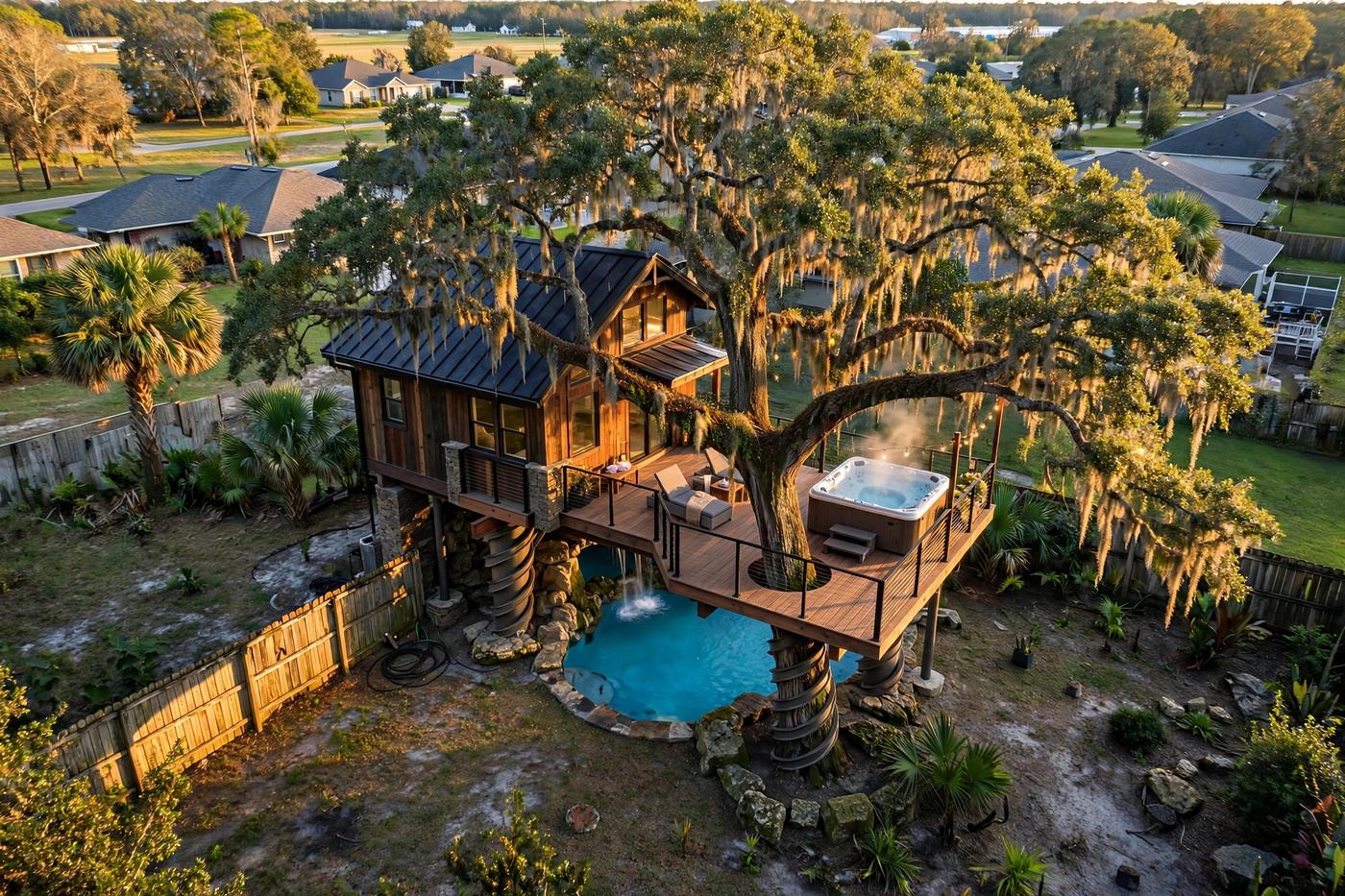 Grotto bird's eye aerial view