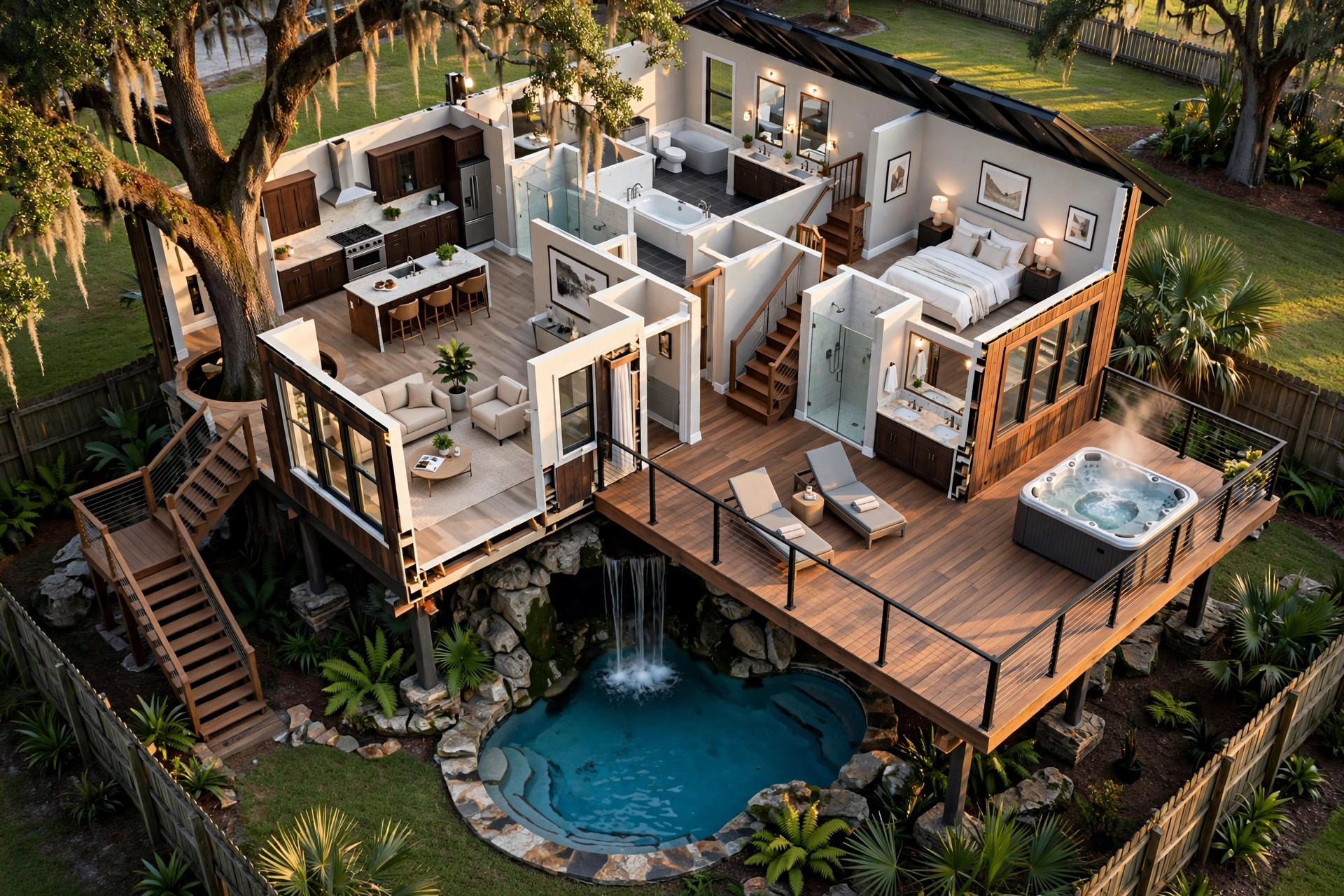 The Grotto 3D floor plan — Level 1